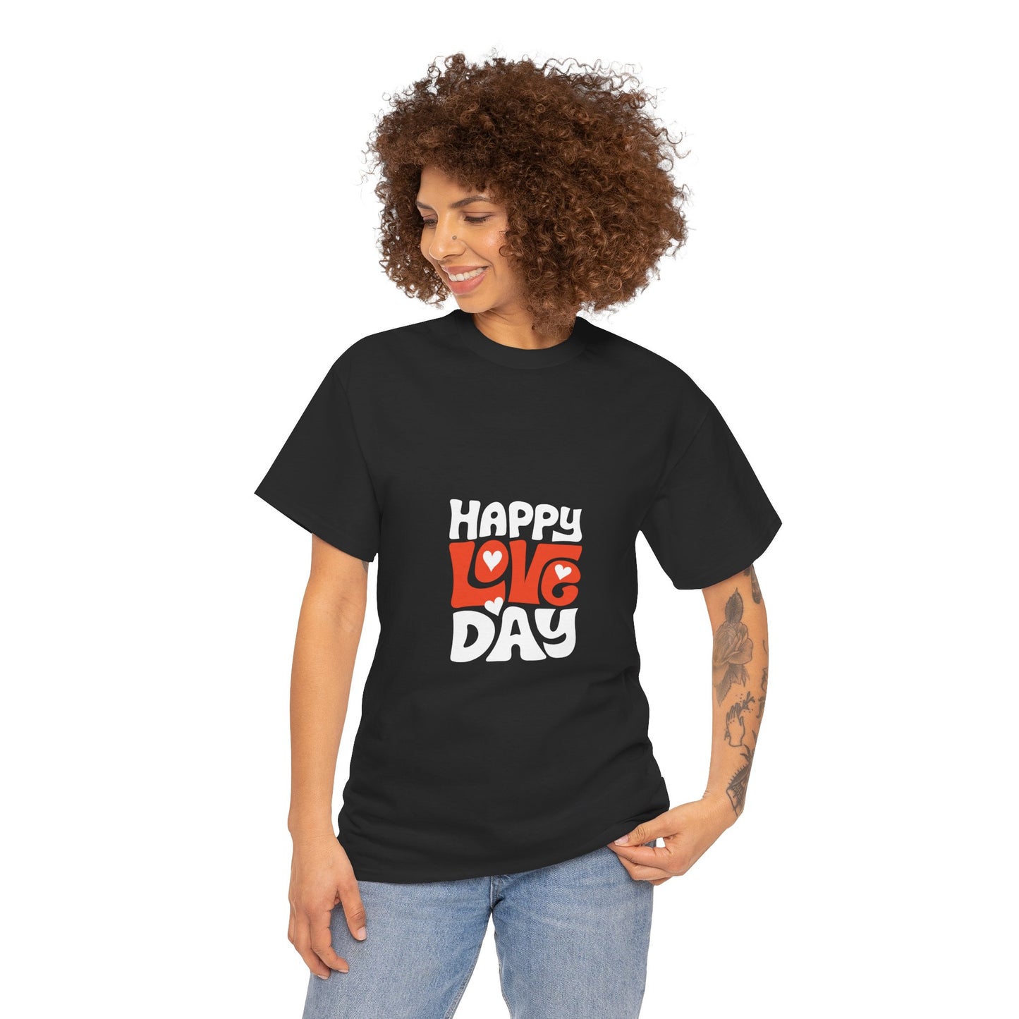 Happy Love Day Unisex Heavy Cotton Tee - Perfect for Valentine's Day Celebrations