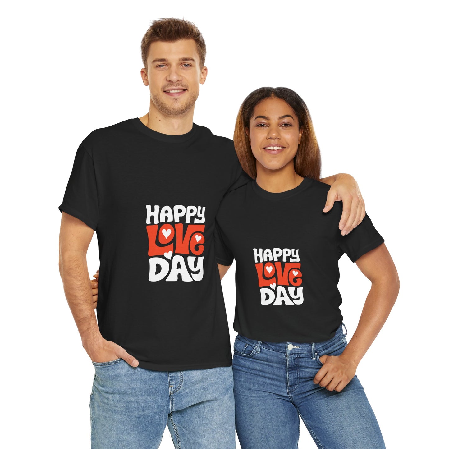 Happy Love Day Unisex Heavy Cotton Tee - Perfect for Valentine's Day Celebrations